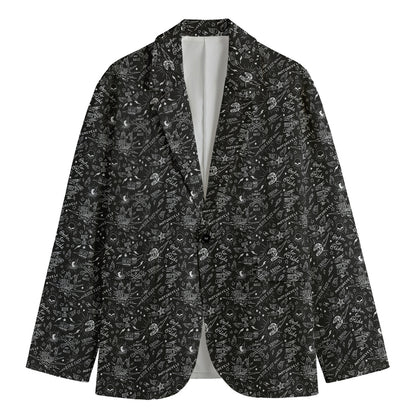 Motorcycle Words Pattern Print Men's Blazer