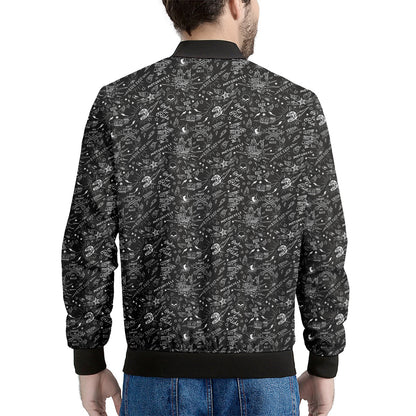 Motorcycle Words Pattern Print Men's Bomber Jacket