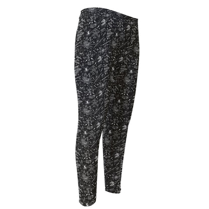 Motorcycle Words Pattern Print Men's Compression Pants