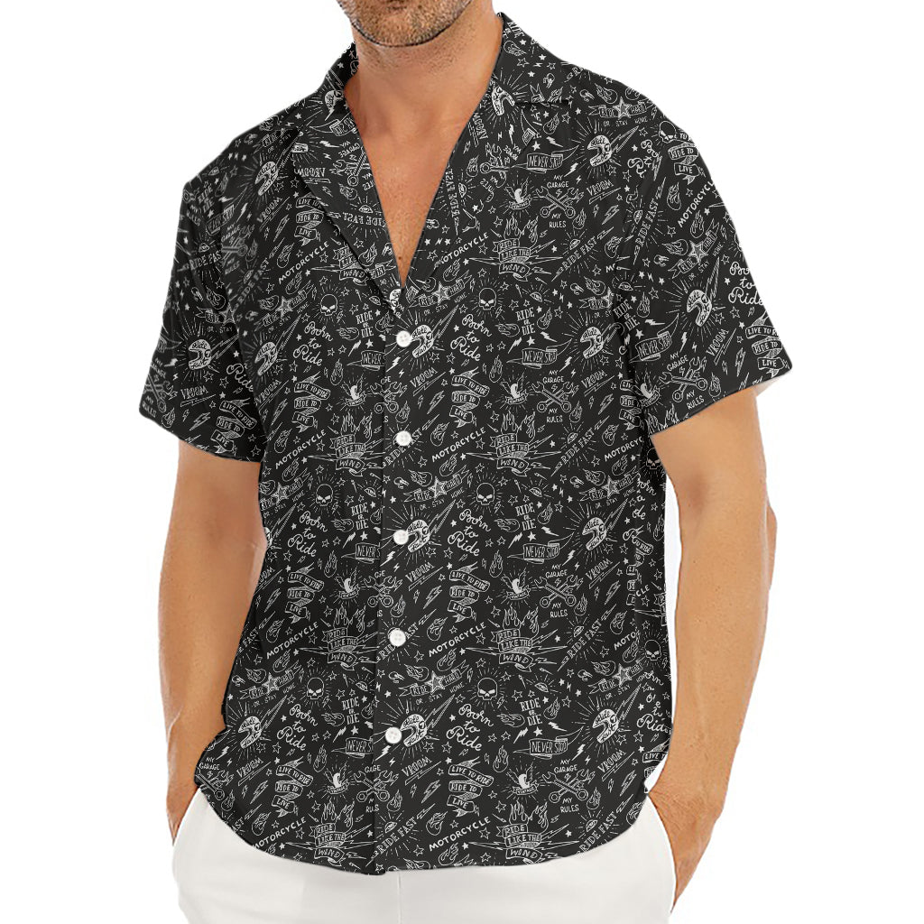 Motorcycle Words Pattern Print Men's Deep V-Neck Shirt
