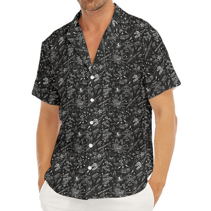 Motorcycle Words Pattern Print Men's Deep V-Neck Shirt