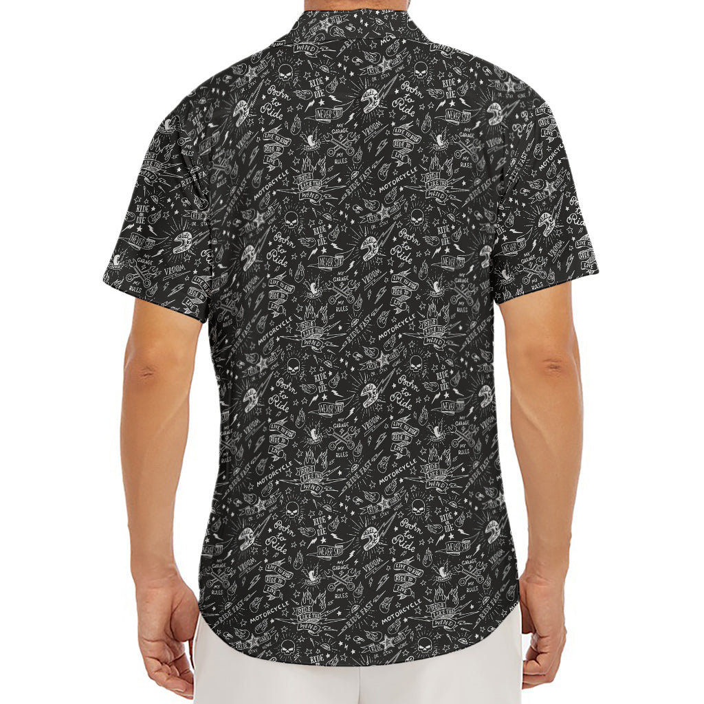 Motorcycle Words Pattern Print Men's Deep V-Neck Shirt