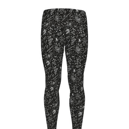 Motorcycle Words Pattern Print Men's leggings