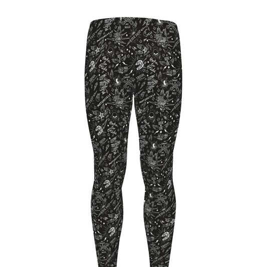Motorcycle Words Pattern Print Men's leggings