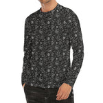 Motorcycle Words Pattern Print Men's Long Sleeve Rash Guard
