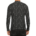 Motorcycle Words Pattern Print Men's Long Sleeve Rash Guard