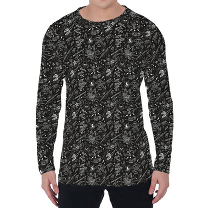 Motorcycle Words Pattern Print Men's Long Sleeve T-Shirt