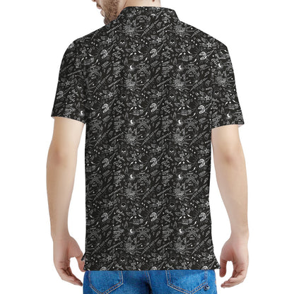 Motorcycle Words Pattern Print Men's Polo Shirt