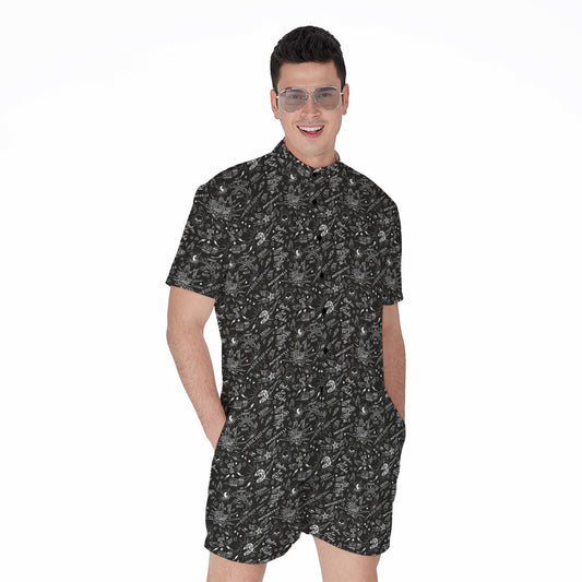 Motorcycle Words Pattern Print Men's Rompers