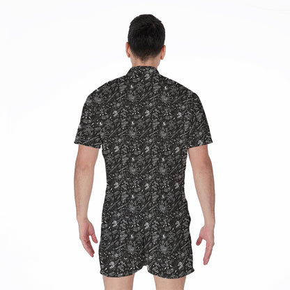 Motorcycle Words Pattern Print Men's Rompers