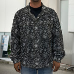 Motorcycle Words Pattern Print Men's Shirt Jacket