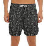 Motorcycle Words Pattern Print Men's Split Running Shorts