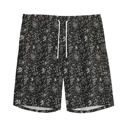 Motorcycle Words Pattern Print Men's Sports Shorts