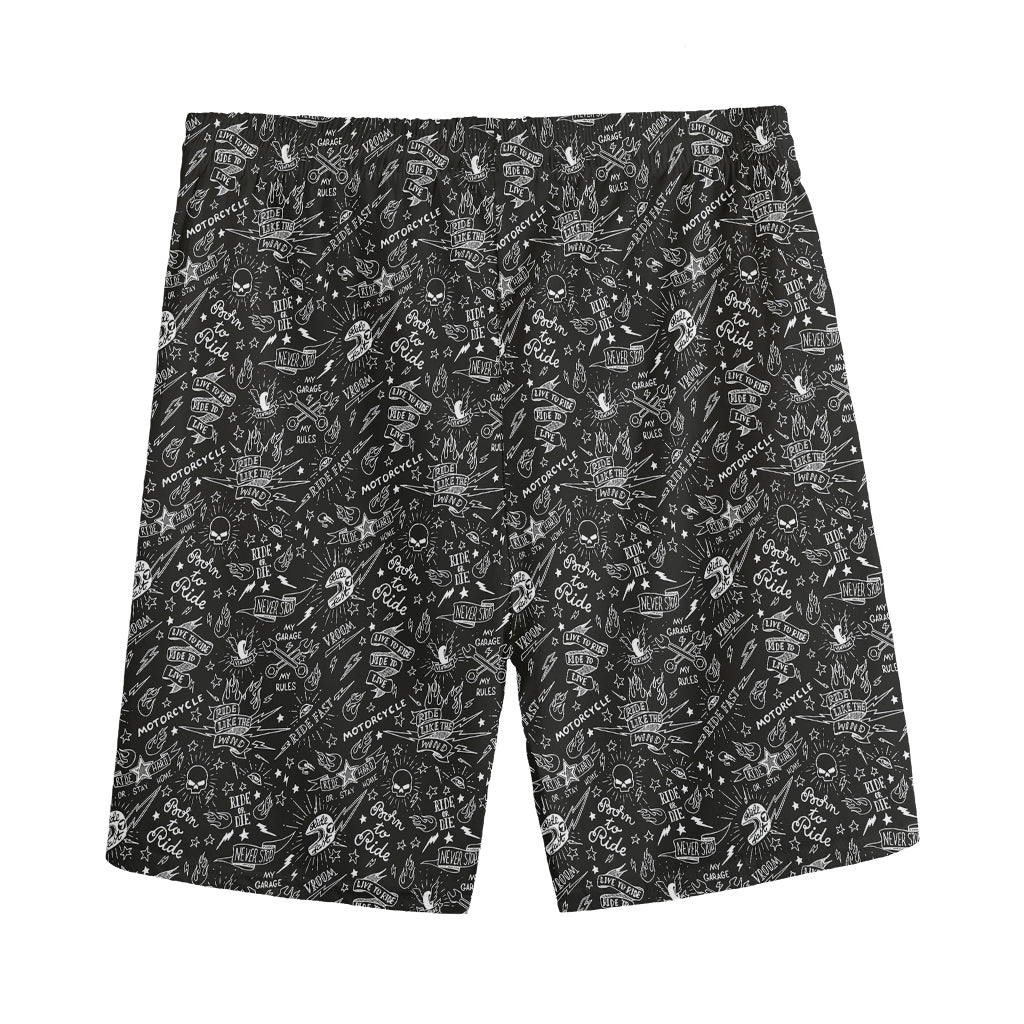 Motorcycle Words Pattern Print Men's Sports Shorts
