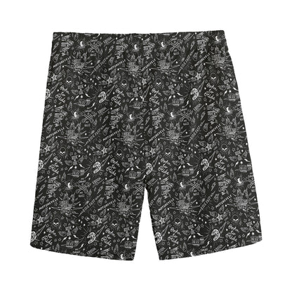 Motorcycle Words Pattern Print Men's Sports Shorts
