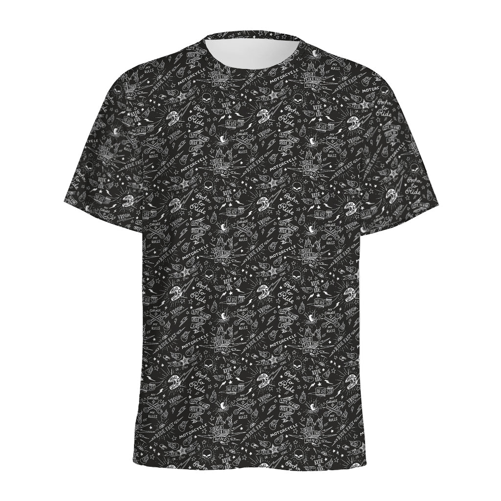 Motorcycle Words Pattern Print Men's Sports T-Shirt