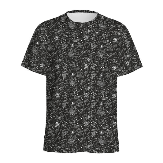 Motorcycle Words Pattern Print Men's Sports T-Shirt