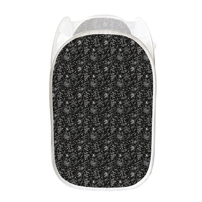Motorcycle Words Pattern Print Mesh Laundry Hamper