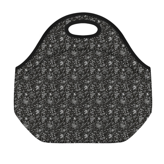 Motorcycle Words Pattern Print Neoprene Lunch Bag