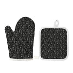 Motorcycle Words Pattern Print Oven Mitt And Pot Holder Set