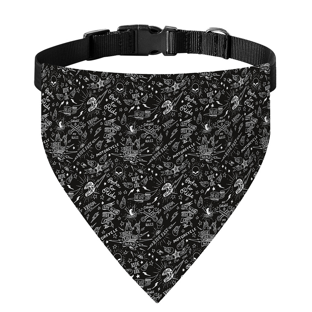 Motorcycle Words Pattern Print Over The Collar Dog Bandana