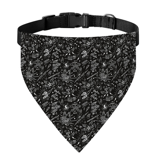 Motorcycle Words Pattern Print Over The Collar Dog Bandana