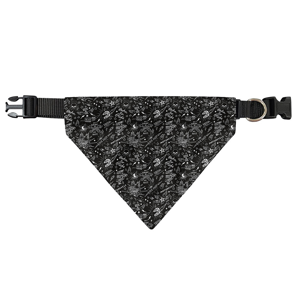Motorcycle Words Pattern Print Over The Collar Dog Bandana