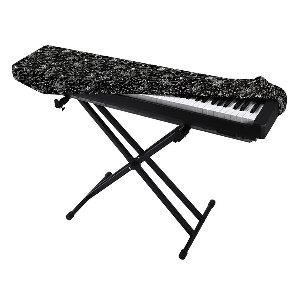 Motorcycle Words Pattern Print Piano Keyboard Cover
