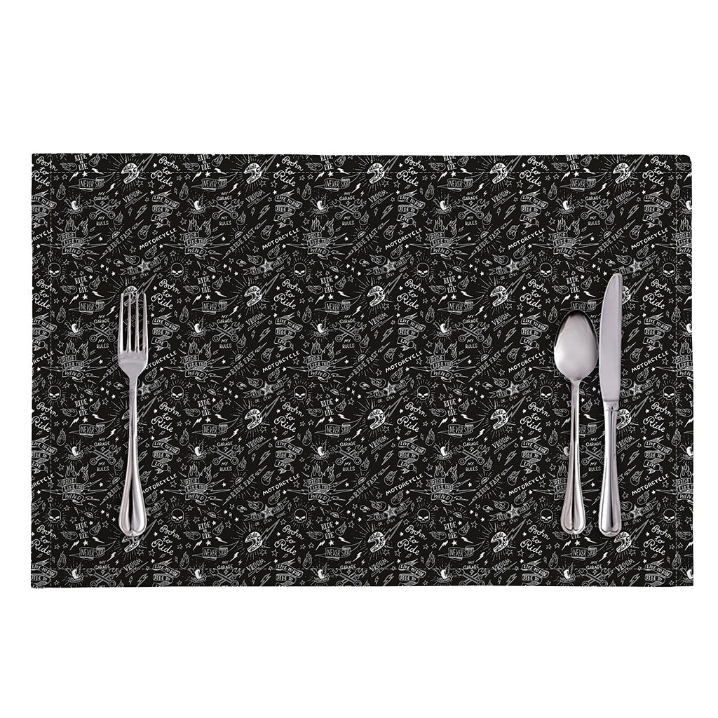 Motorcycle Words Pattern Print Placemat