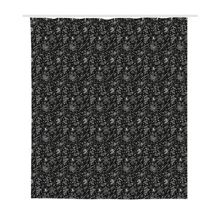 Motorcycle Words Pattern Print Polyester Shower Curtain