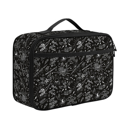 Motorcycle Words Pattern Print Portable Lunch Bag
