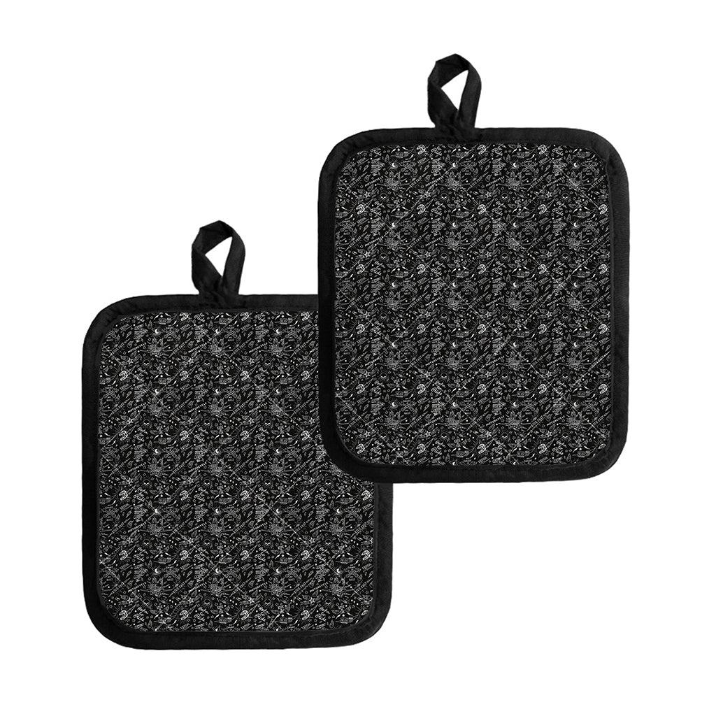 Motorcycle Words Pattern Print Pot Holders