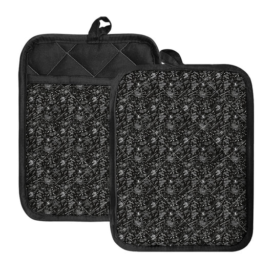Motorcycle Words Pattern Print Pot Holders With Pocket