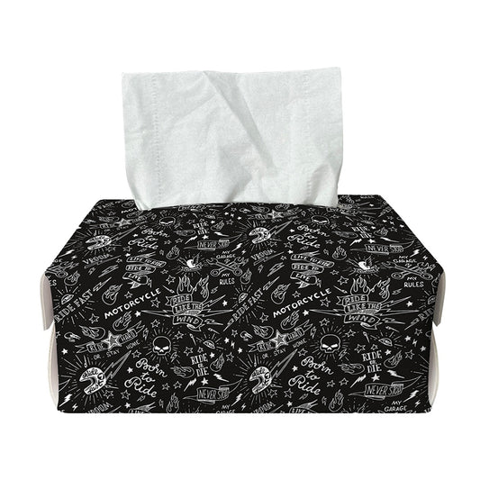 Motorcycle Words Pattern Print Rectangle Tissue Box Cover