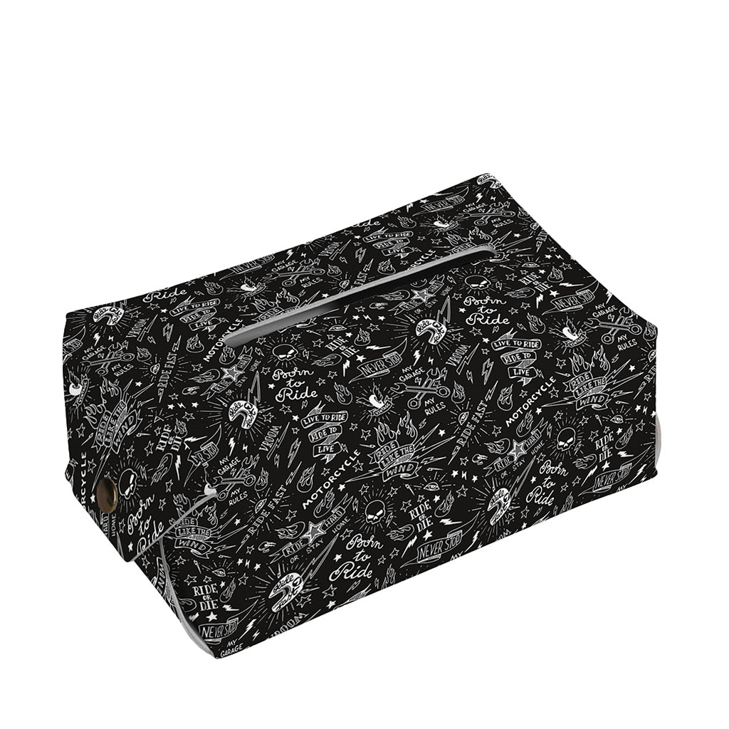 Motorcycle Words Pattern Print Rectangle Tissue Box Cover