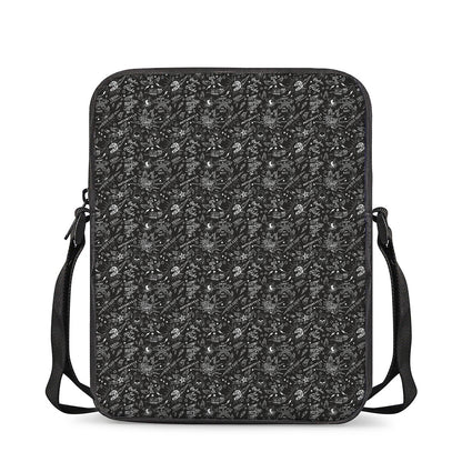 Motorcycle Words Pattern Print Rectangular Crossbody Bag