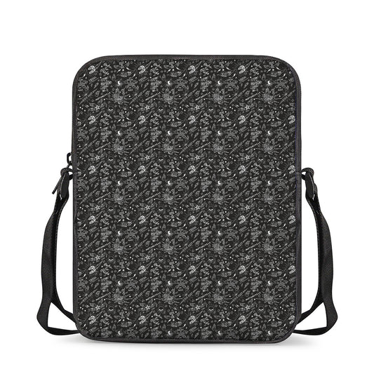 Motorcycle Words Pattern Print Rectangular Crossbody Bag