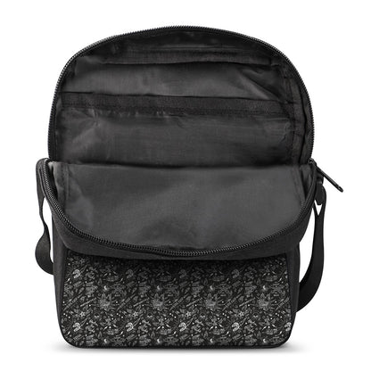 Motorcycle Words Pattern Print Rectangular Crossbody Bag