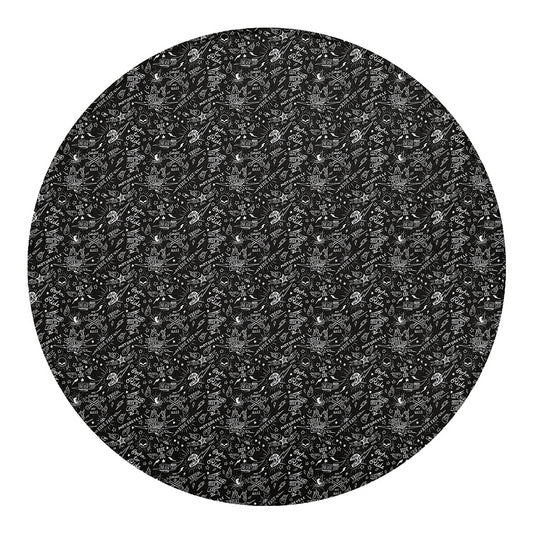 Motorcycle Words Pattern Print Round Blanket