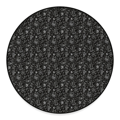 Motorcycle Words Pattern Print Round Floor Mat