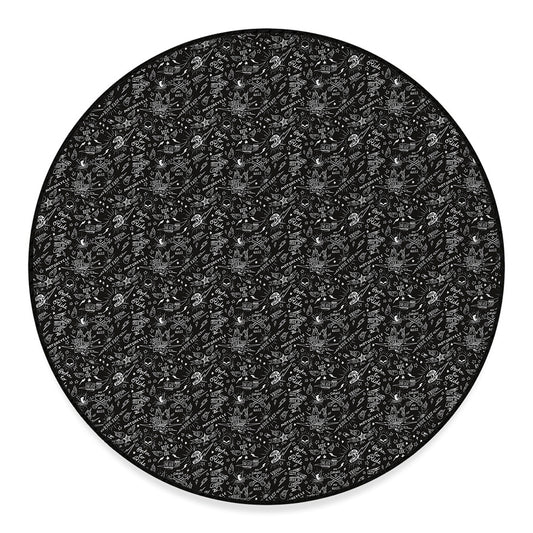 Motorcycle Words Pattern Print Round Floor Mat