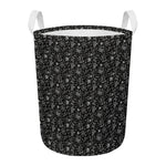 Motorcycle Words Pattern Print Round Laundry Basket