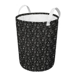 Motorcycle Words Pattern Print Round Laundry Basket