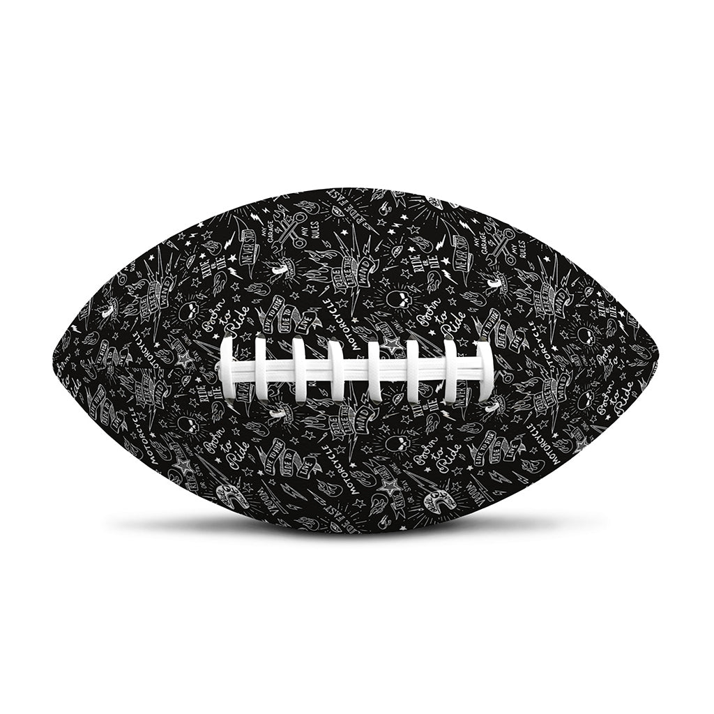 Motorcycle Words Pattern Print Rugby Ball