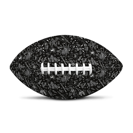 Motorcycle Words Pattern Print Rugby Ball