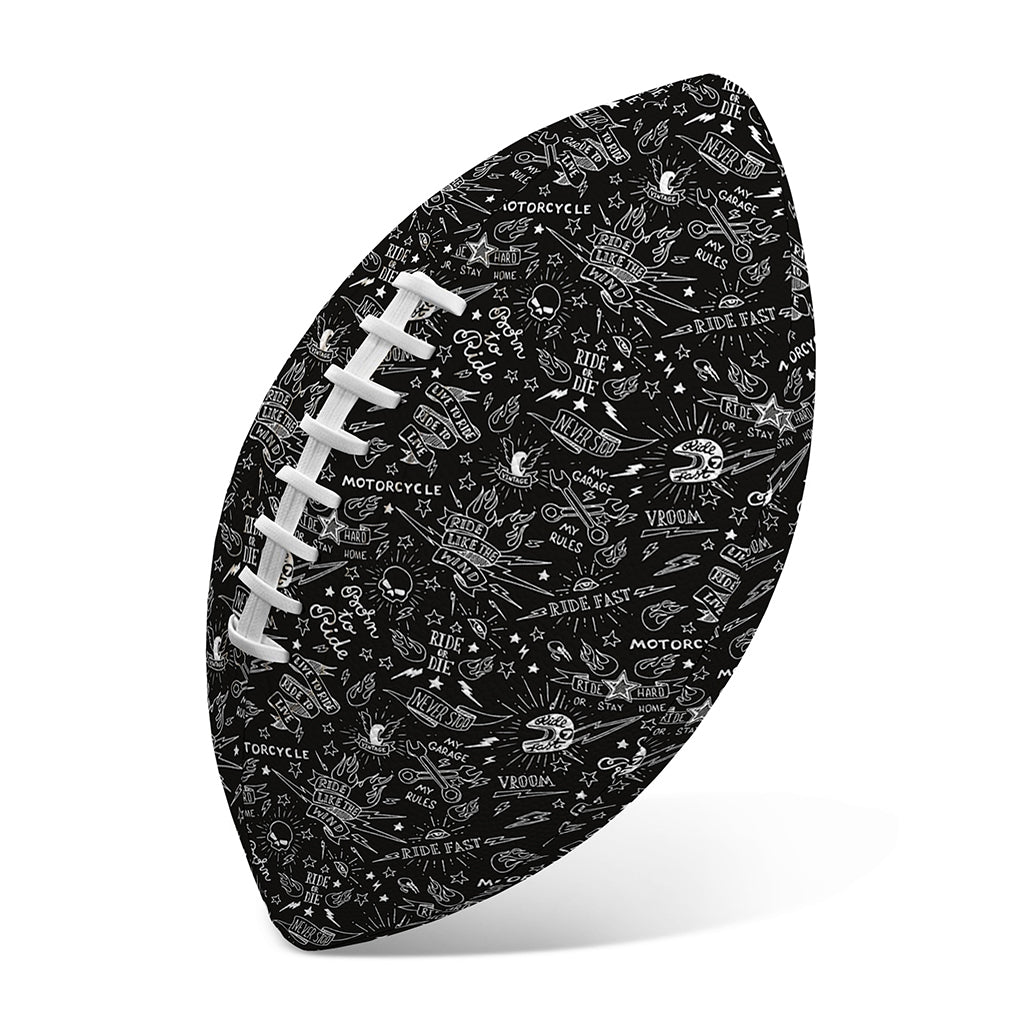 Motorcycle Words Pattern Print Rugby Ball