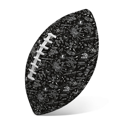 Motorcycle Words Pattern Print Rugby Ball