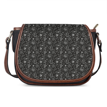 Motorcycle Words Pattern Print Saddle Bag