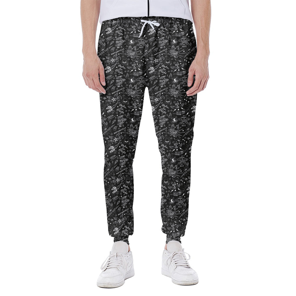 Motorcycle Words Pattern Print Scuba Joggers