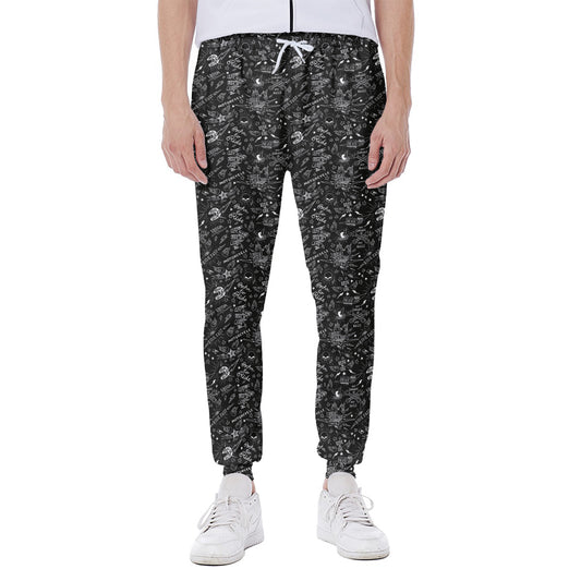 Motorcycle Words Pattern Print Scuba Joggers